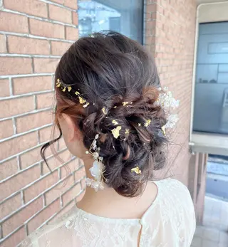 セミロング ヘアアレンジ ピンク系カラー💗 ヘアセット特化のヘアスタイル