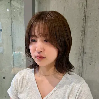 ミディアム カラー ヘアアレンジ 🍀透明感カラー×垢 抜けボブ リクト💥のヘアスタイル