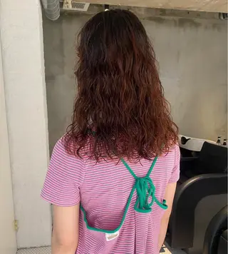セミロング カラー パーマ ヘアアレンジ メンズ キッズ パーマスタイル🔅 sayacaのヘアスタイル