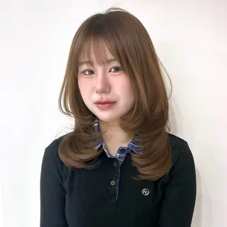セミロング yuuka 🖤韓国ヘア🖤のヘアスタイル