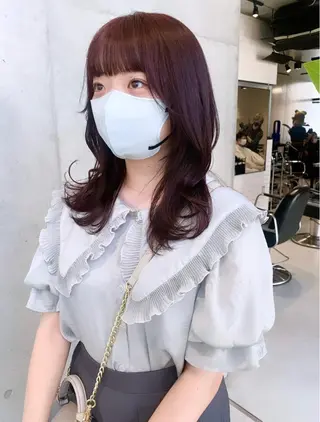 ミディアム カラー 透明感カラー✂︎ /縮毛矯正/YUKAのヘアスタイル