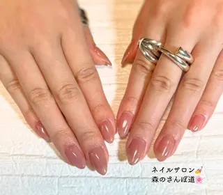 ネイル ショートネイル 森のさんぽ道のネイルデザイン