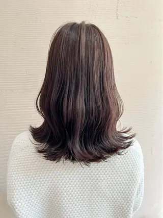 ミディアム カラー ヘアアレンジ 岡山駅/髪質改善 透明感カラー🐼のヘアスタイル