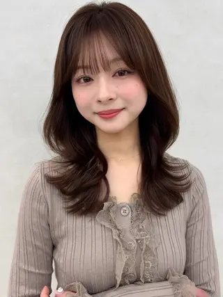 ミディアム カラー 韓国ヘア🇰🇷透明 感カラー/yui💞のヘアスタイル