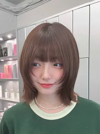 ミディアム カラー 縮毛矯正 / 透明感カラー首藤大翔のヘアスタイル