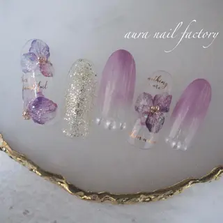 カラー ネイル 赤羽 aura 深爪矯正 自爪育成のネイルデザイン