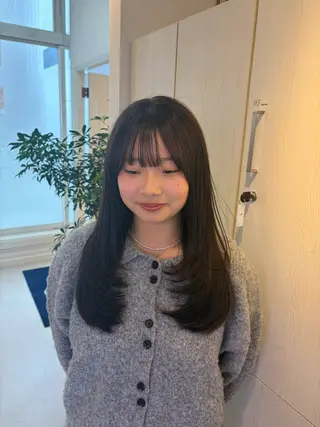 ロング カラー お顔周り/オリーブ/ Wカラー/mei大名のヘアスタイル