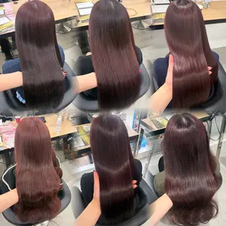 ロング カラー 💗愛され暖色💗 ピンク/レッド💗のヘアスタイル
