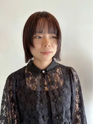 ミディアム 切りっぱなしボブ/ 三瀬翔のヘアスタイル