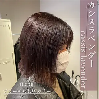 セミロング カラー 抜け感レイヤー︴ ニュアンスカラーのヘアスタイル
