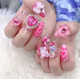 ネイル 渋谷／チップ長さ出し 👑アプレgel-xのネイルデザイン
