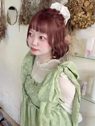 ミディアム カラー ヘアアレンジ 🍓艶モテ暖色カラー 🎀mayu🍓のヘアスタイル