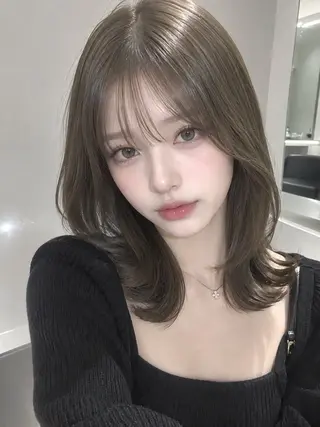 ミディアム カラー ブリーチなしWカラー 超特化/YURAのヘアスタイル