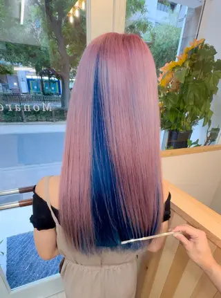ミディアム ブリーチ×派手髪🎨 岡山駅🌈こうすけのヘアスタイル