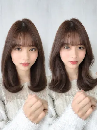 セミロング 顔周り/くびれヘア 韓国ヘア💕風間るなのヘアスタイル