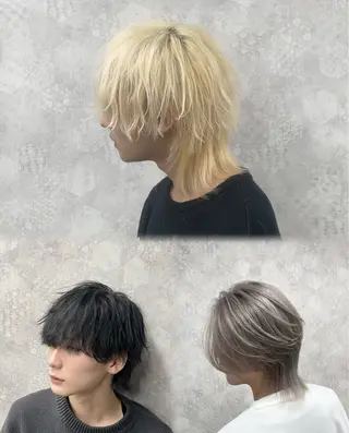 カラー ヘアアレンジ メンズ メンズウルフ🐺♡ ブリーチ♡ヘアメ🎀のヘアスタイル