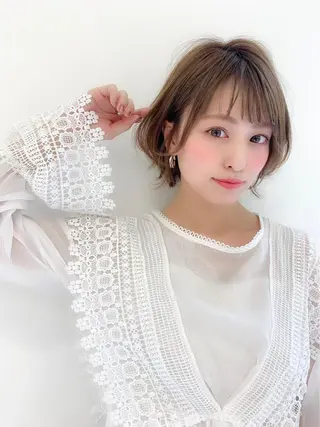 ショート カラー ヘアアレンジ 縮毛矯正/髪質改善/ ブリーチ毛/木元渓太のヘアスタイル