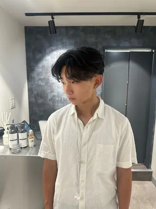 ミディアム パーマ メンズ 💈ニュアンスパーマ センターパート💈のヘアスタイル