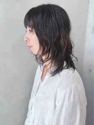 ミディアム パーマ ボブ/ゆるふわ ボブパーマ/とういのヘアスタイル
