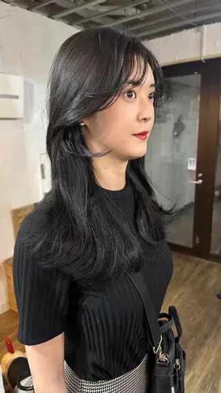 ロング カラー 韓国風レイヤーカット 上手く丁寧早い/マツのヘアスタイル