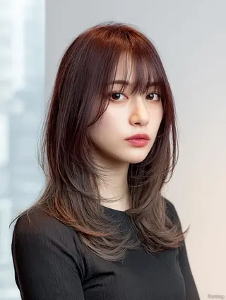 セミロング 韓国×艶ハイトーンが ✨絶対可愛い✨リオ✨のヘアスタイル