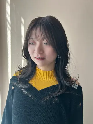 セミロング カラー hubhair レイヤー/透明感のヘアスタイル