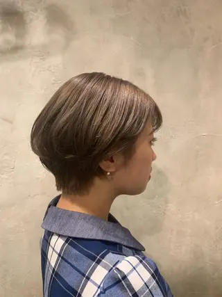 ショート カラー ヘアアレンジ ボブパーマコテ巻き風 パーマNo1深江秀平のヘアスタイル