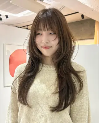 ロング カラー 似合わせレイヤー ＆縮毛矯正のヘアスタイル