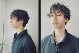 ショート パーマ メンズ ボブパーマコテ巻き風 パーマNo1深江秀平のヘアスタイル