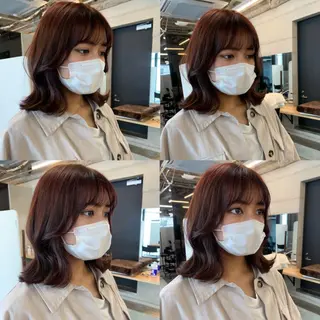 ミディアム カラー 透明感カラー✂︎ /縮毛矯正/YUKAのヘアスタイル