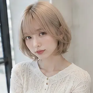 ミディアム カラー 縮毛矯正/レイヤー/ 前髪カット/おばかんのヘアスタイル