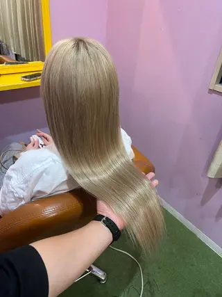 ロング カラー+ちび編み込み エクステ/梅田のヘアスタイル