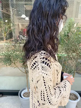 ロング カラー パーマ ヘアアレンジ メンズ キッズ パーマスタイル🔅 sayacaのヘアスタイル