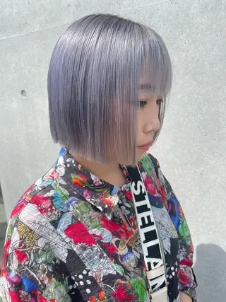 セミロング カラー インナーカラー 推し ブリーチ 髪質改善のヘアスタイル