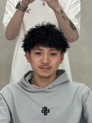 ショート パーマ メンズ ROW 札幌のヘアスタイル