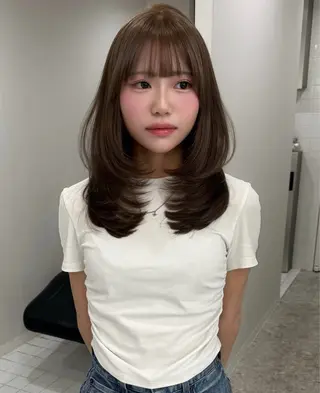 ミディアム カラー カットモデル୨୧大阪 梅田タカシマリナ♡のヘアスタイル