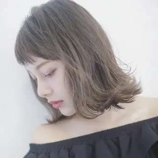 ミディアム カラー パーマ ヘアアレンジ 髪質改善/縮毛矯正 心斎橋/池本有宏のヘアスタイル