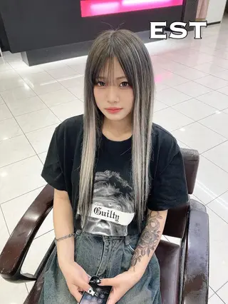 ロング ヘアアレンジ カラー エクステ MORI エクステMARIKAのヘアスタイル