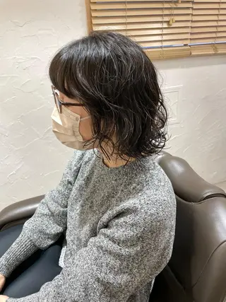ミディアム パーマ 髪質改善 縮毛矯正/ レイヤー/銀座/本木のヘアスタイル