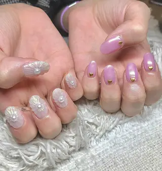 ミディアム カラー パーマ ヘアアレンジ マツエク・マツパ el. by Aoのネイルデザイン