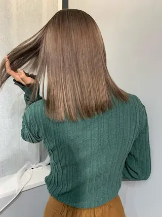 セミロング カラー ボブパーマコテ巻き風 パーマNo1深江秀平のヘアスタイル