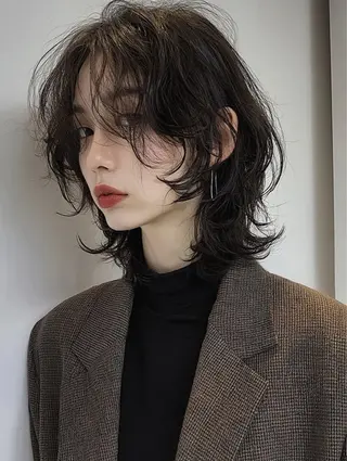 ミディアム パーマ 西 優衣奈のヘアスタイル