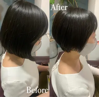 ショート 傷ませない縮毛矯正／ 吉岡 美江のヘアスタイル