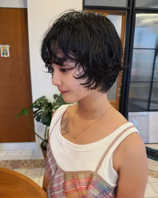 ショート パーマ ウチミズ サヤカのヘアスタイル