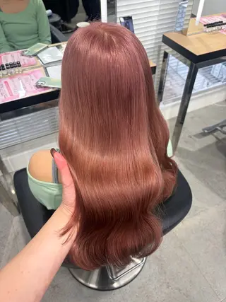 ロング カラー 💗愛され暖色💗 ピンク/レッド💗のヘアスタイル