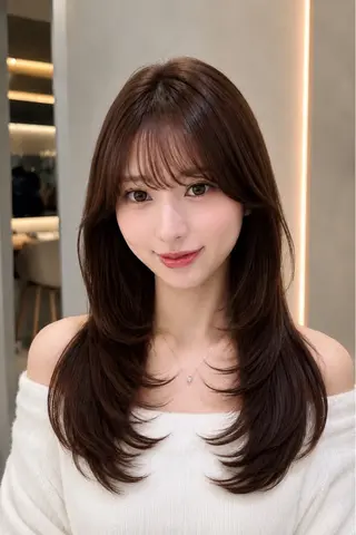 ミディアム カラー パーマ 🦋韓国レイヤー 艶髪矯正🦋凛太郎のヘアスタイル