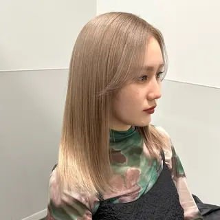 ミディアム カラー 💫艶ハイトーン×髪 質改善💫リュウトのヘアスタイル
