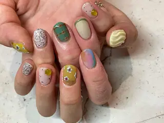 ネイル 韓国/ワンホン/長さ 出しつけ放題🎀のネイルデザイン