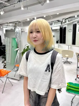 ミディアム カラー 飯牟田/メンズパーマ ブリーチ/GEAR.のヘアスタイル