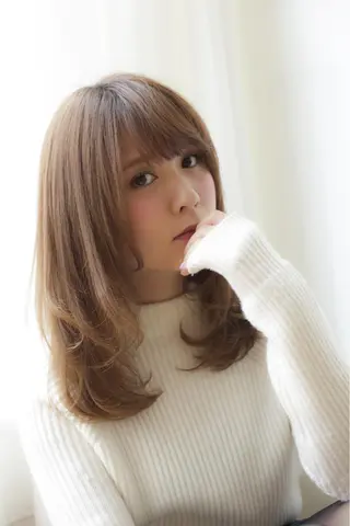 セミロング カラー パーマ 髪質改善/韓国風 レイヤー/田村祐樹のヘアスタイル